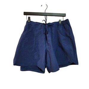 Womens Lands End Elastic Waist Blue Casual swim Shorts Size 14